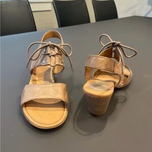 boc Neutral Tan Lace-Up Block Heel Sandals